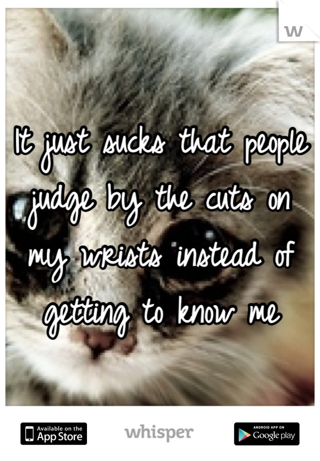 It just sucks that people judge by the cuts on my wrists instead of getting to know me