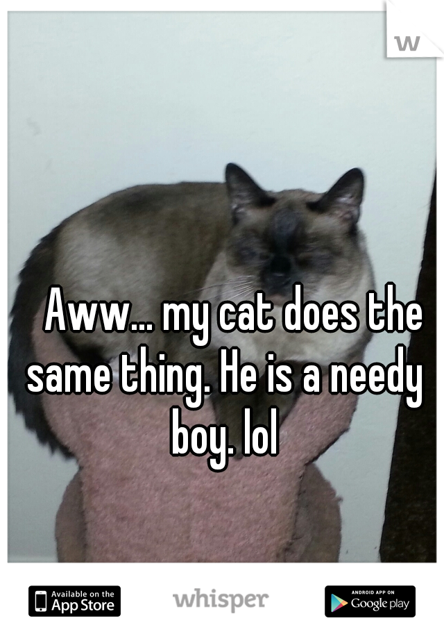 

                                                                                                      Aww... my cat does the same thing. He is a needy boy. lol