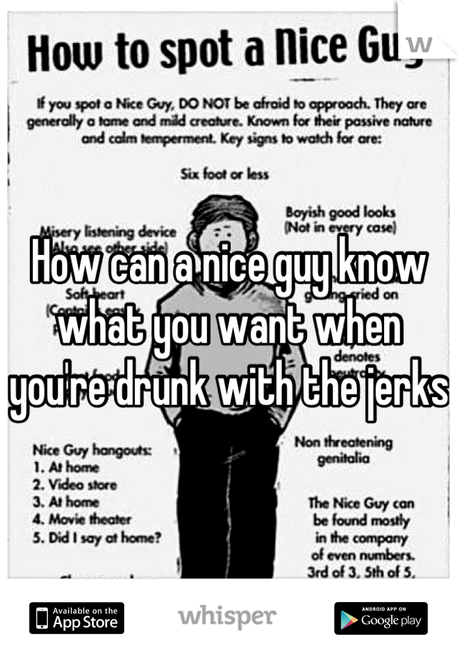 How can a nice guy know what you want when you're drunk with the jerks