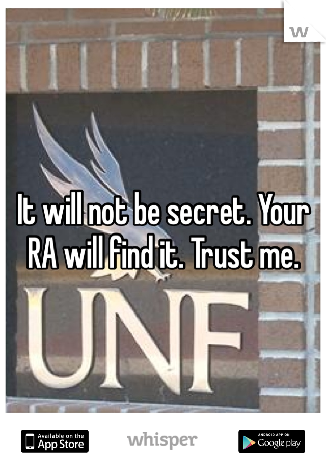 It will not be secret. Your RA will find it. Trust me. 