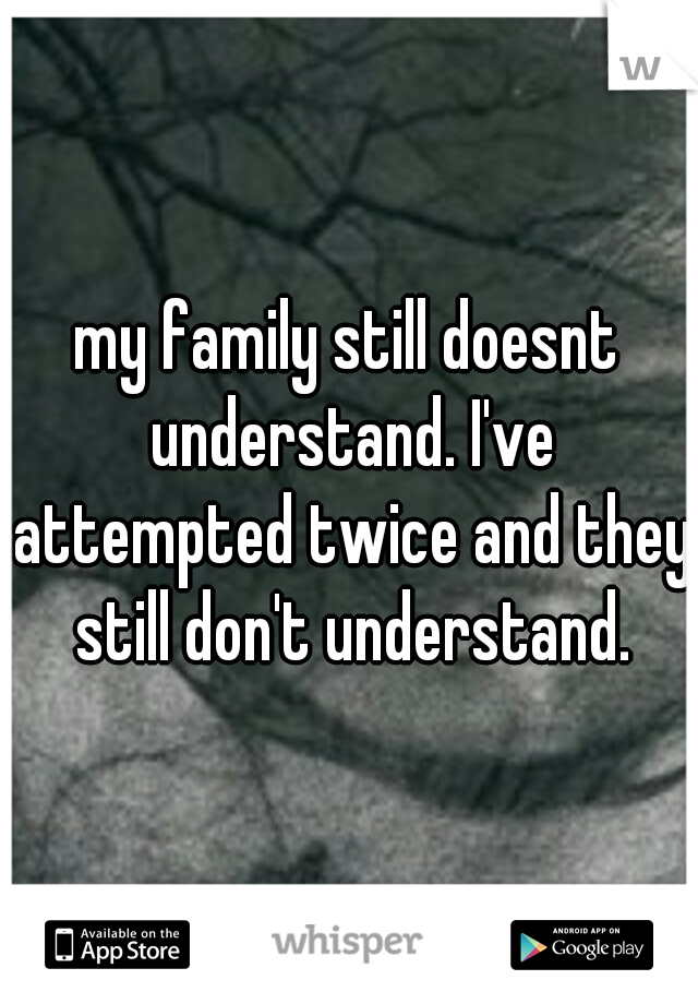 my family still doesnt understand. I've attempted twice and they still don't understand.