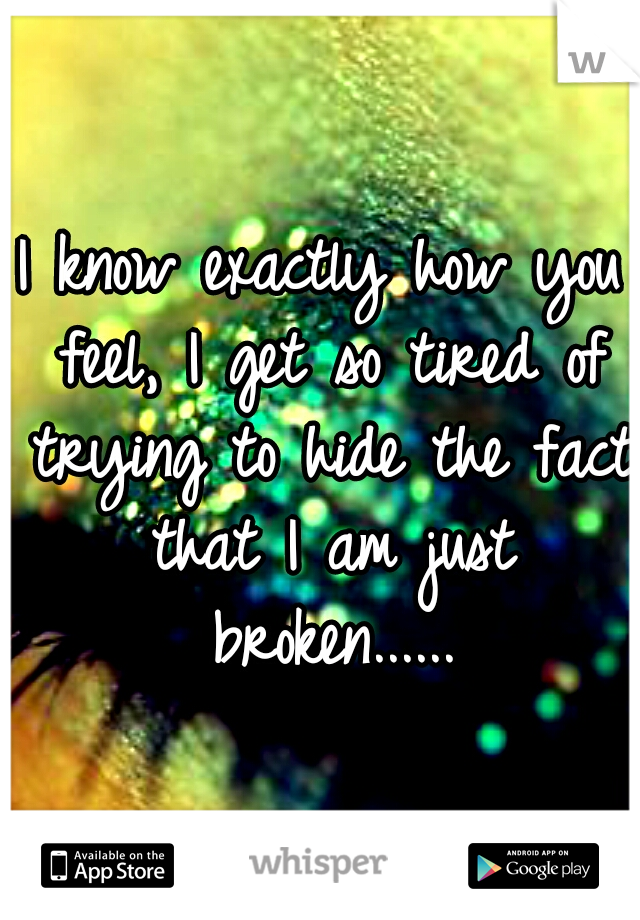 I know exactly how you feel, I get so tired of trying to hide the fact that I am just broken......
