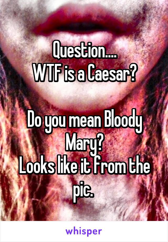 Question....
WTF is a Caesar?

Do you mean Bloody Mary?
Looks like it from the pic. 