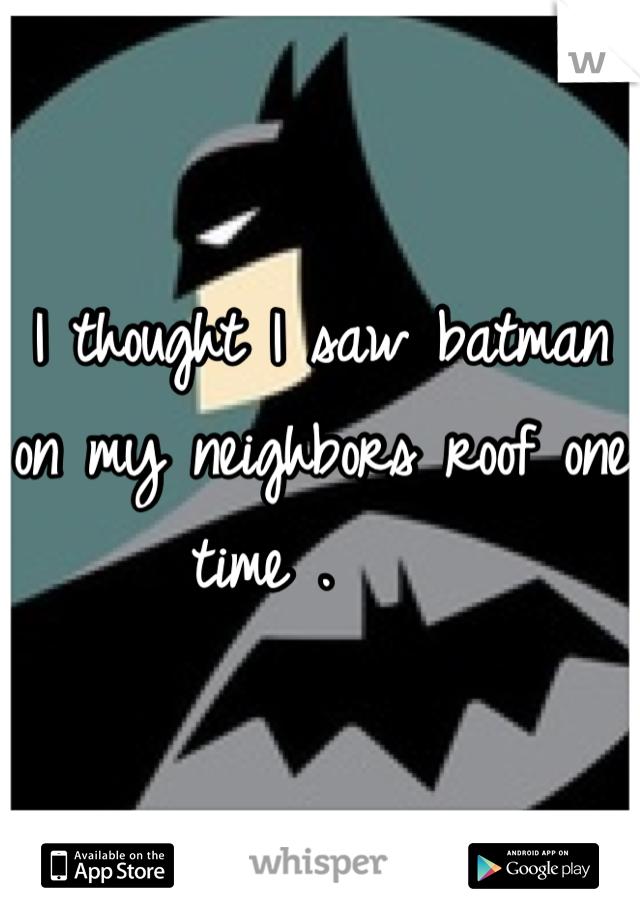 I thought I saw batman on my neighbors roof one time .    