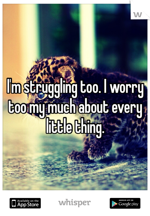I'm struggling too. I worry too my much about every little thing.