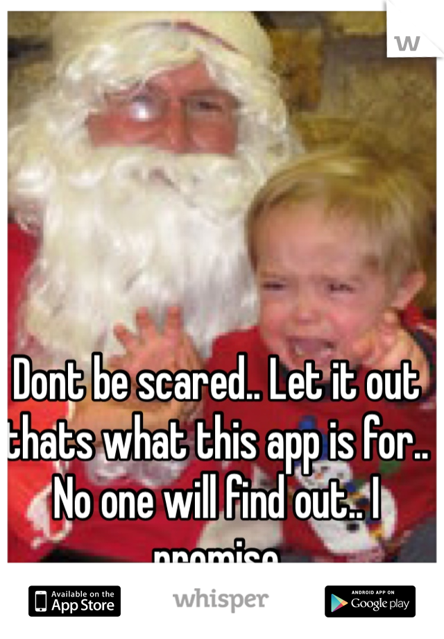 Dont be scared.. Let it out thats what this app is for.. No one will find out.. I promise