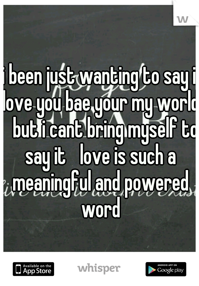 i been just wanting to say i love you bae your my world 
but i cant bring myself to say it 
love is such a meaningful and powered word