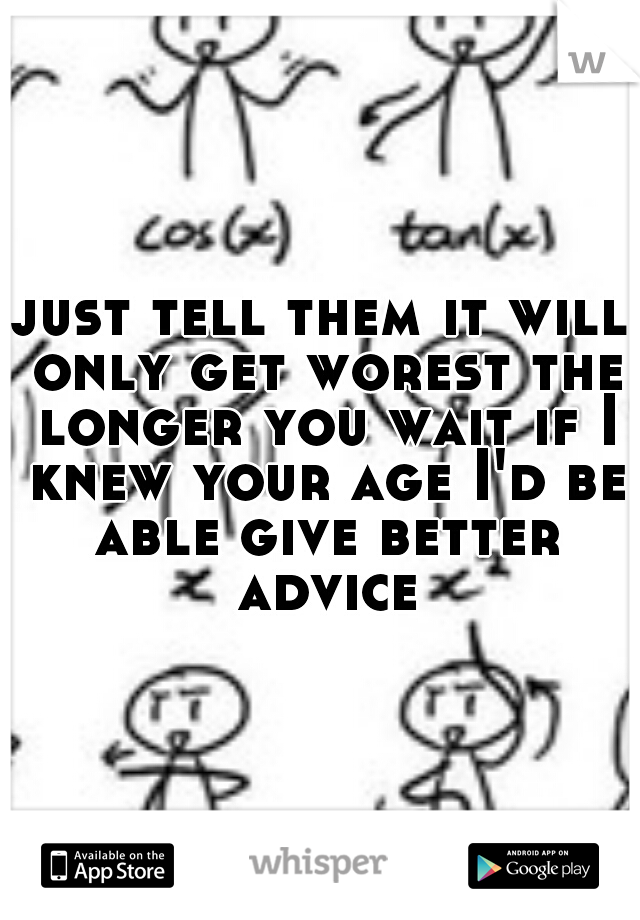 just tell them it will only get worest the longer you wait if I knew your age I'd be able give better advice