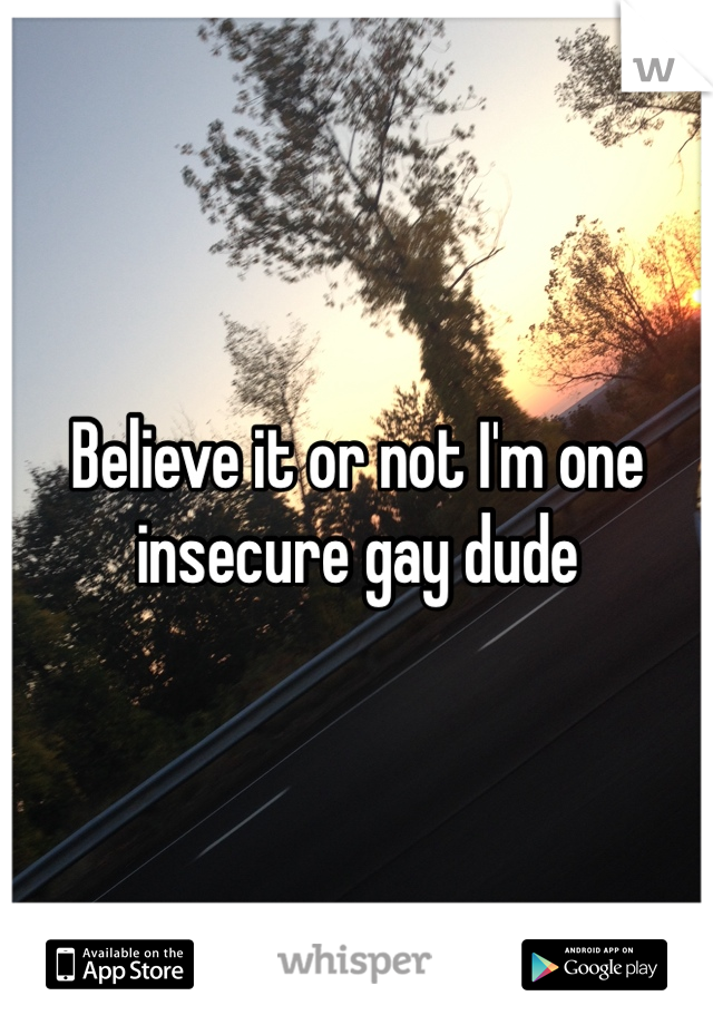 Believe it or not I'm one insecure gay dude 