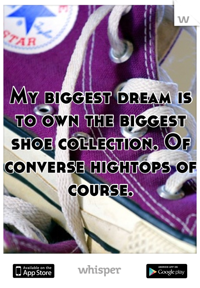 My biggest dream is to own the biggest shoe collection. Of converse hightops of course.