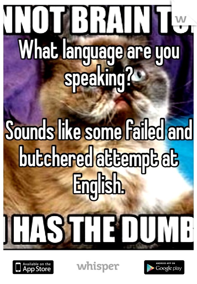 What language are you speaking? 

Sounds like some failed and butchered attempt at English. 


Stay in school.