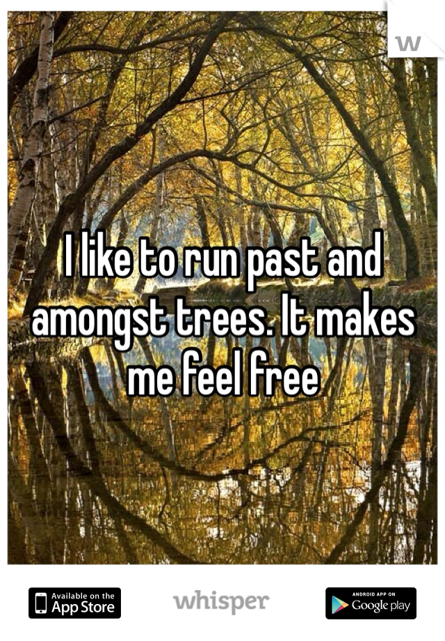 I like to run past and amongst trees. It makes me feel free