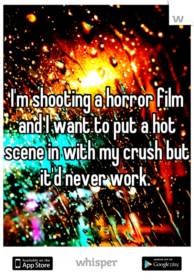 I'm shooting a horror film and I want to put a hot scene in with my crush but it'd never work. 