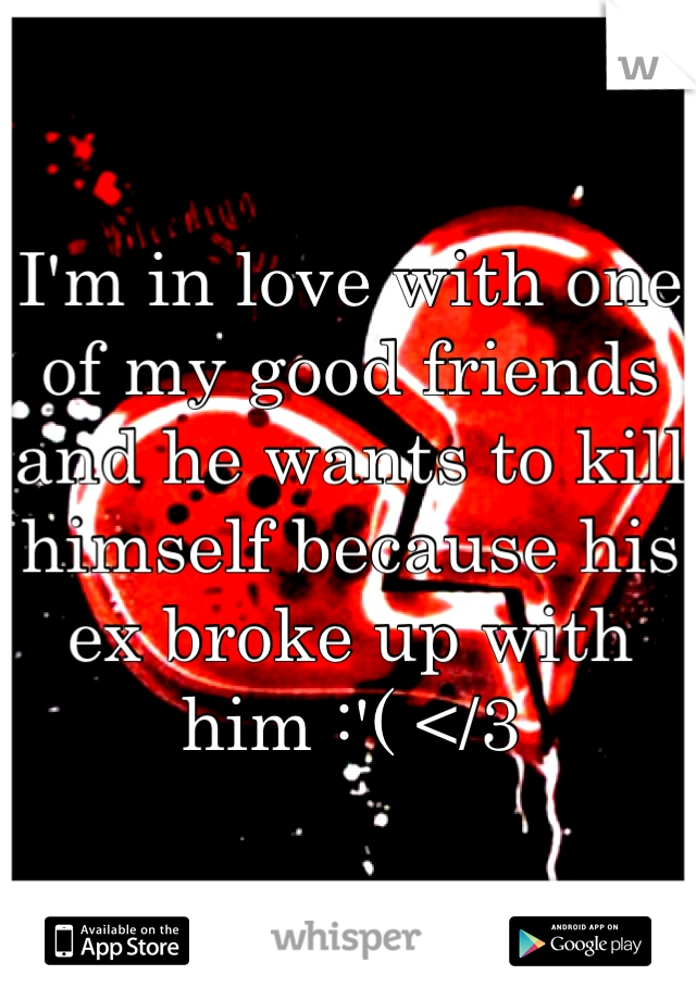 I'm in love with one of my good friends and he wants to kill himself because his ex broke up with him :'( </3