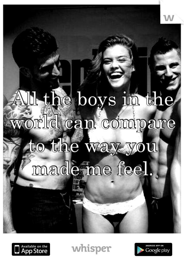 All the boys in the world can compare to the way you made me feel.