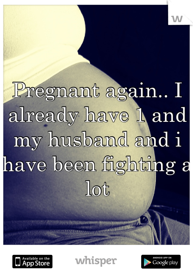 Pregnant again.. I already have 1 and my husband and i have been fighting a lot