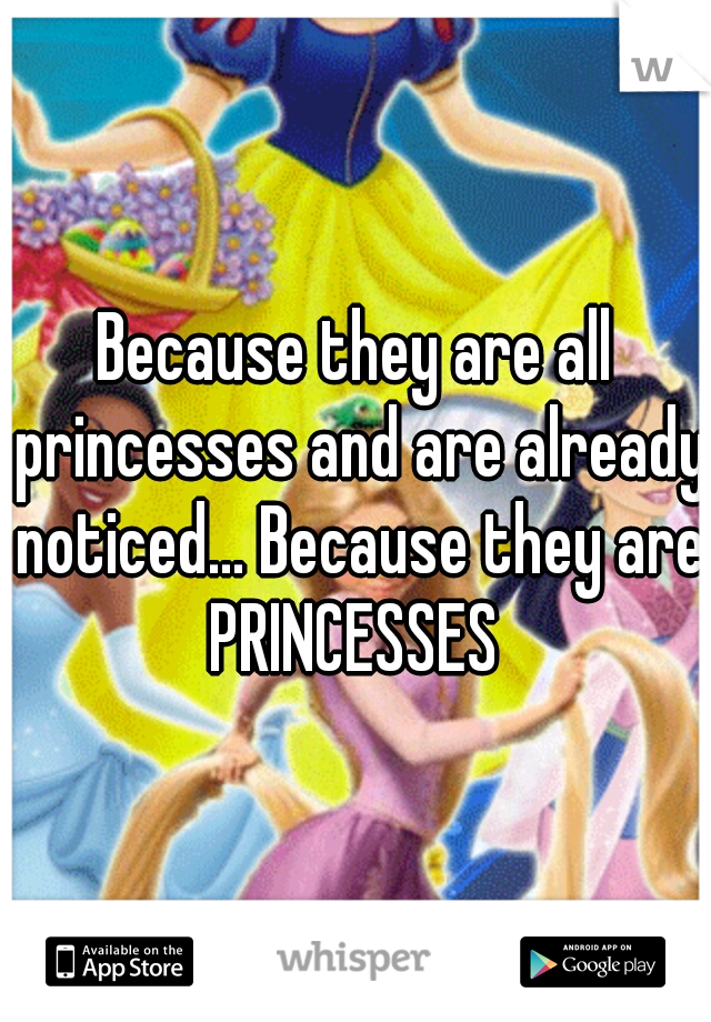 Because they are all princesses and are already noticed... Because they are PRINCESSES 
