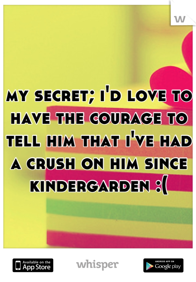 my secret; i'd love to have the courage to tell him that i've had a crush on him since kindergarden :(