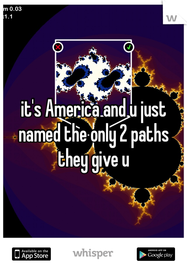 it's America and u just named the only 2 paths they give u