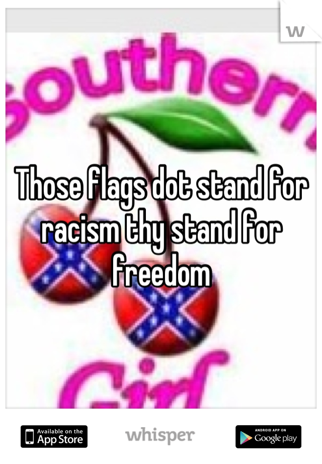 Those flags dot stand for racism thy stand for freedom