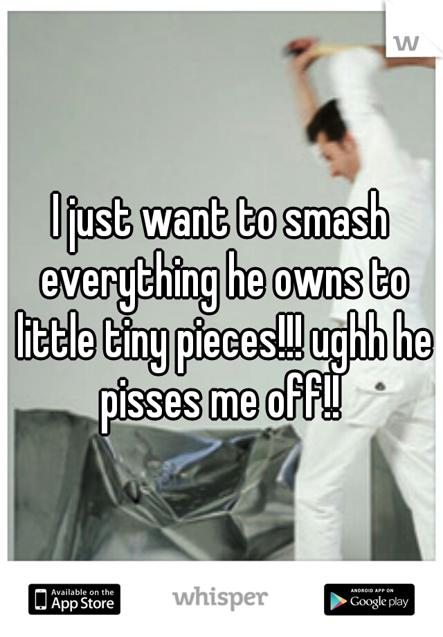 I just want to smash everything he owns to little tiny pieces!!! ughh he pisses me off!! 