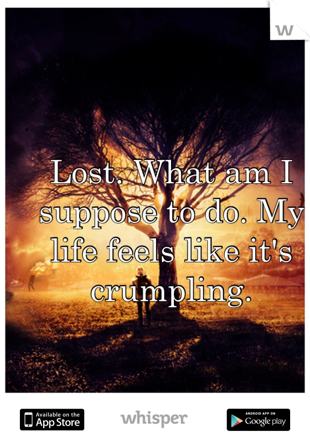 Lost. What am I suppose to do. My life feels like it's crumpling. 