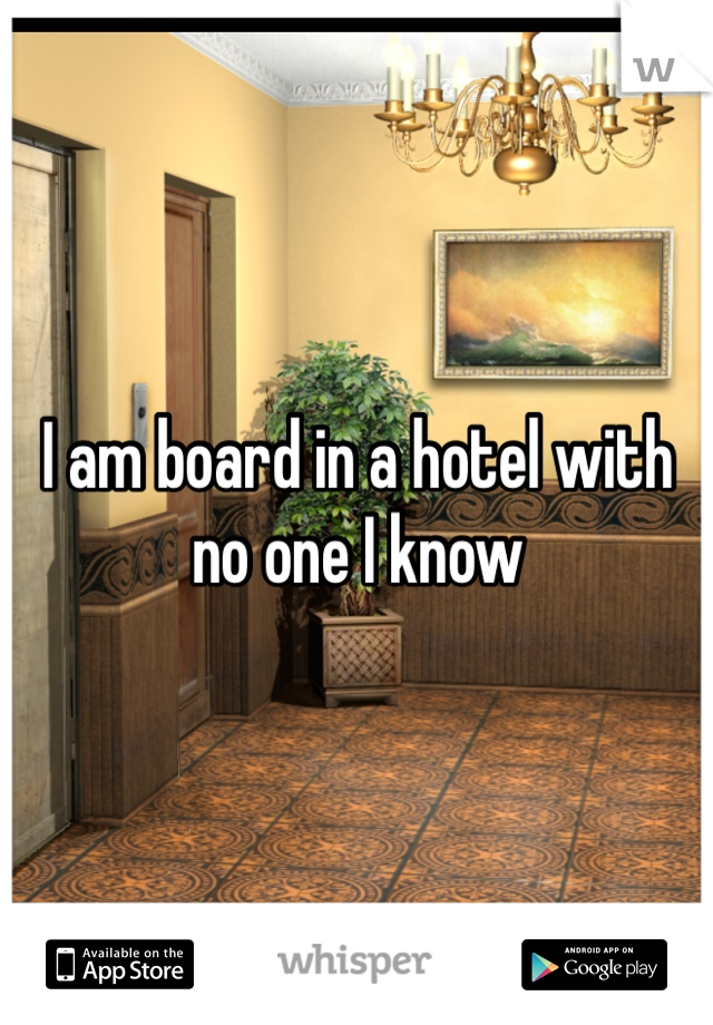 I am board in a hotel with no one I know