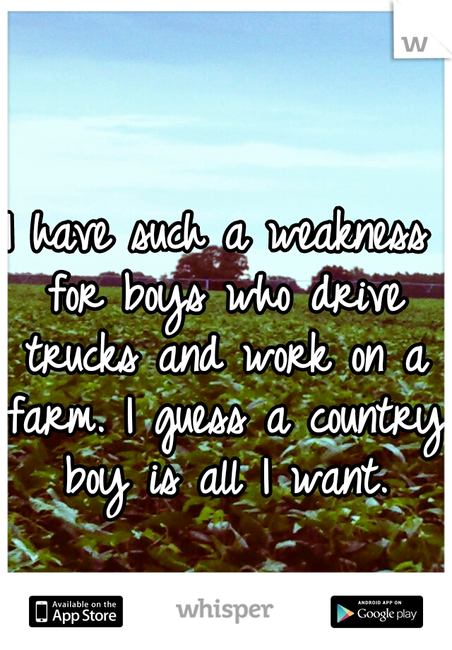 I have such a weakness for boys who drive trucks and work on a farm. I guess a country boy is all I want.
