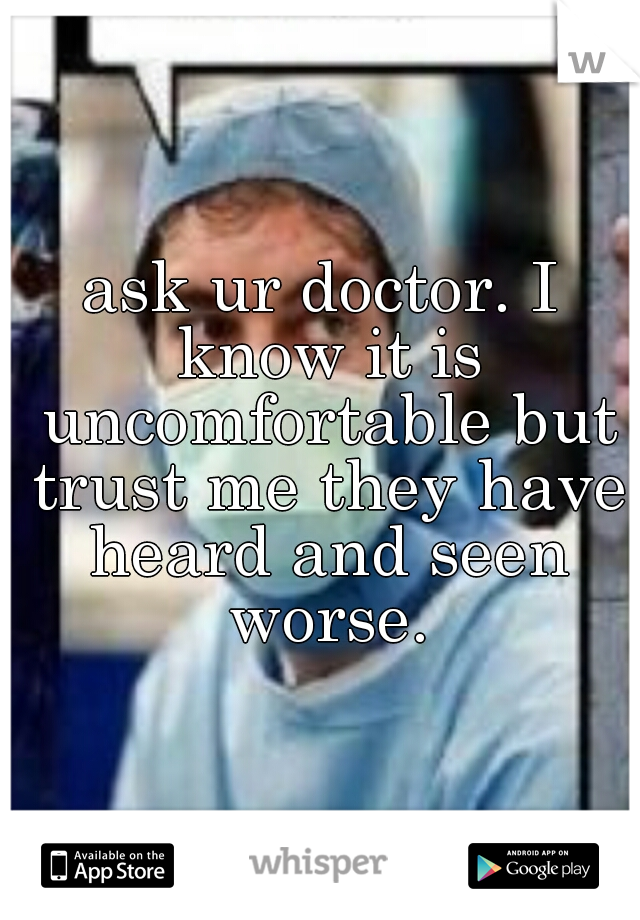 ask ur doctor. I know it is uncomfortable but trust me they have heard and seen worse.