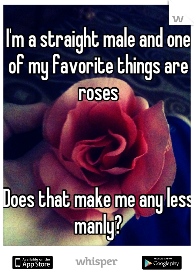 I'm a straight male and one of my favorite things are roses



Does that make me any less manly?