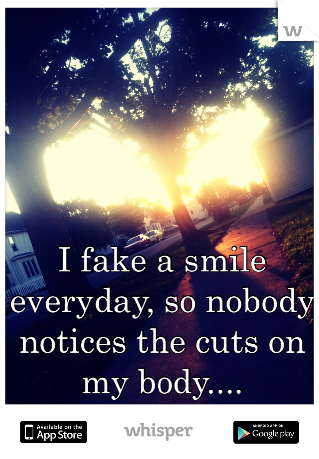 I fake a smile everyday, so nobody notices the cuts on my body....