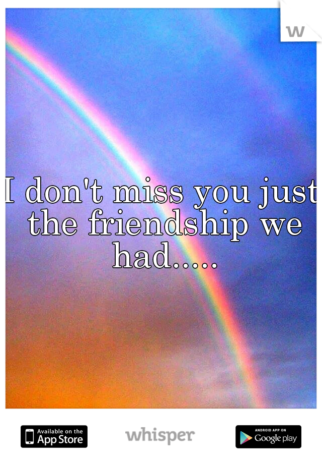 I don't miss you just the friendship we had.....