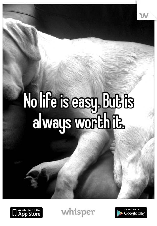 No life is easy. But is always worth it. 