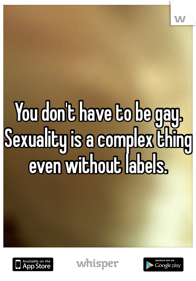 You don't have to be gay. Sexuality is a complex thing even without labels.