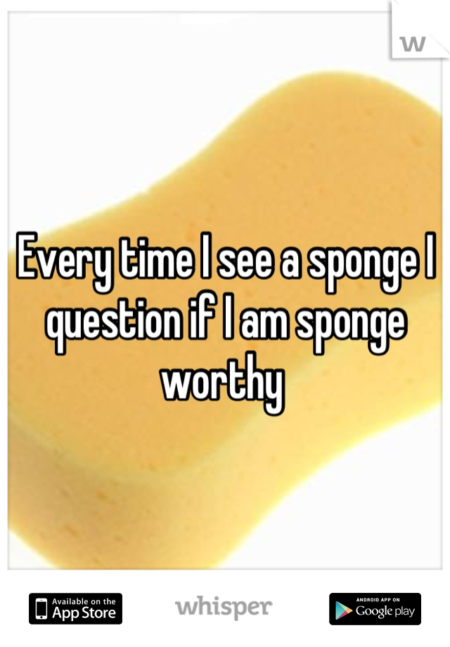 Every time I see a sponge I question if I am sponge worthy 