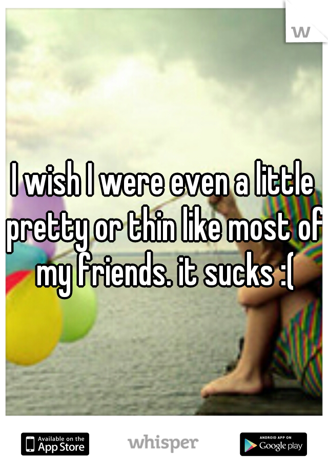I wish I were even a little pretty or thin like most of my friends. it sucks :(