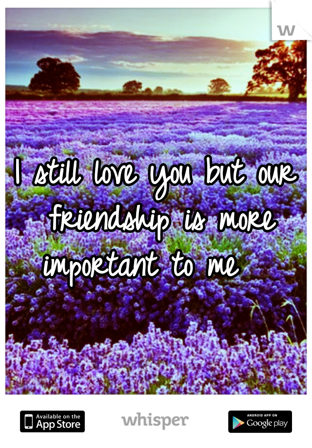 I still love you but our friendship is more important to me 

