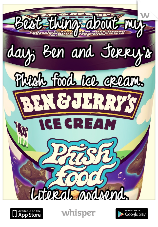 Best thing about my day; Ben and Jerry's Phish food ice cream. 



Literal godsend. 