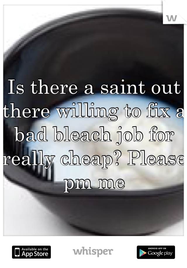 Is there a saint out there willing to fix a bad bleach job for really cheap? Please pm me