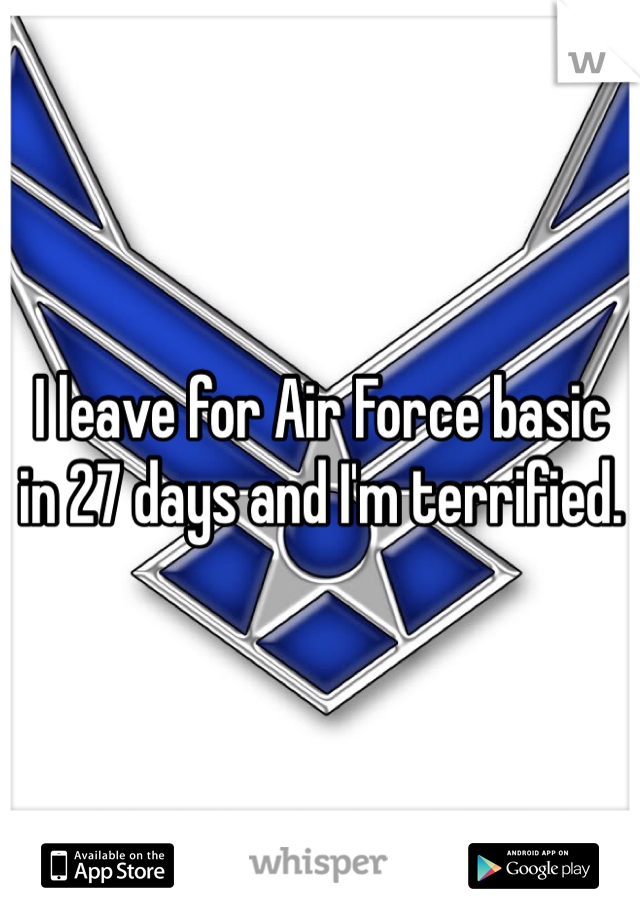 I leave for Air Force basic in 27 days and I'm terrified.
