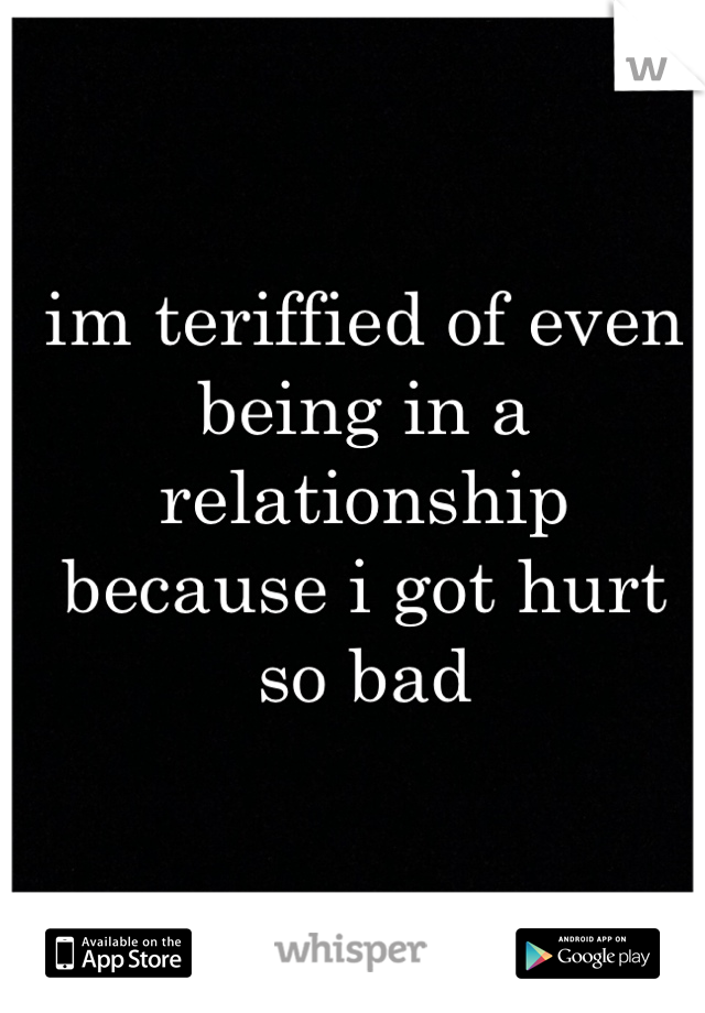 im teriffied of even being in a relationship because i got hurt so bad
