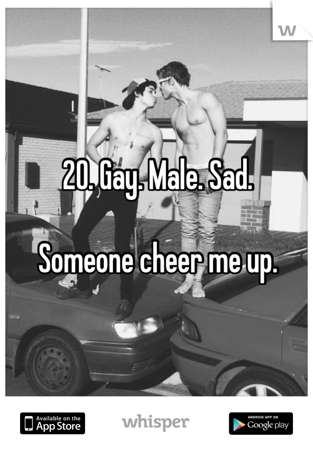 20. Gay. Male. Sad. 

Someone cheer me up.
