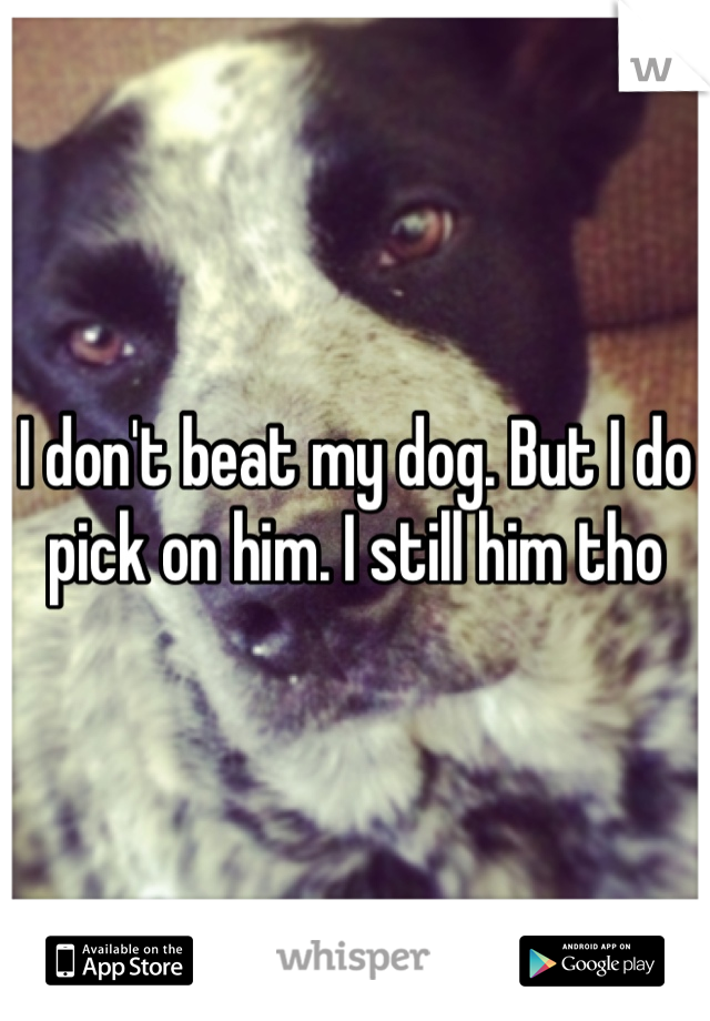 I don't beat my dog. But I do pick on him. I still him tho 