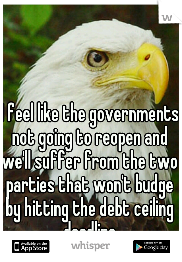  I feel like the governments not going to reopen and we'll suffer from the two parties that won't budge by hitting the debt ceiling deadline