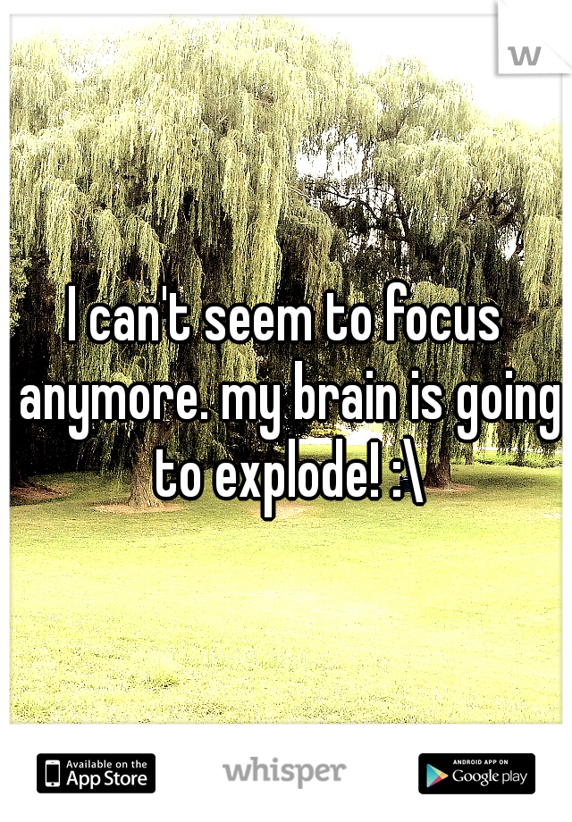 I can't seem to focus anymore. my brain is going to explode! :\