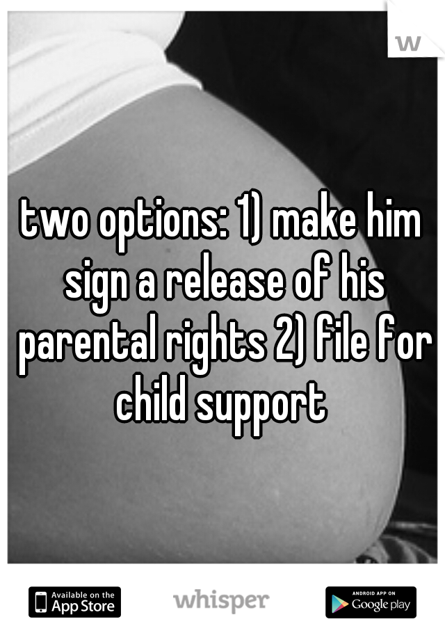 two options: 1) make him sign a release of his parental rights 2) file for child support 