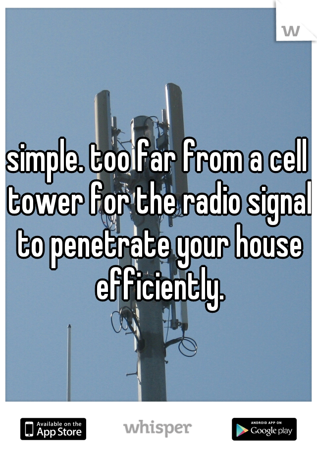 simple. too far from a cell tower for the radio signal to penetrate your house efficiently.