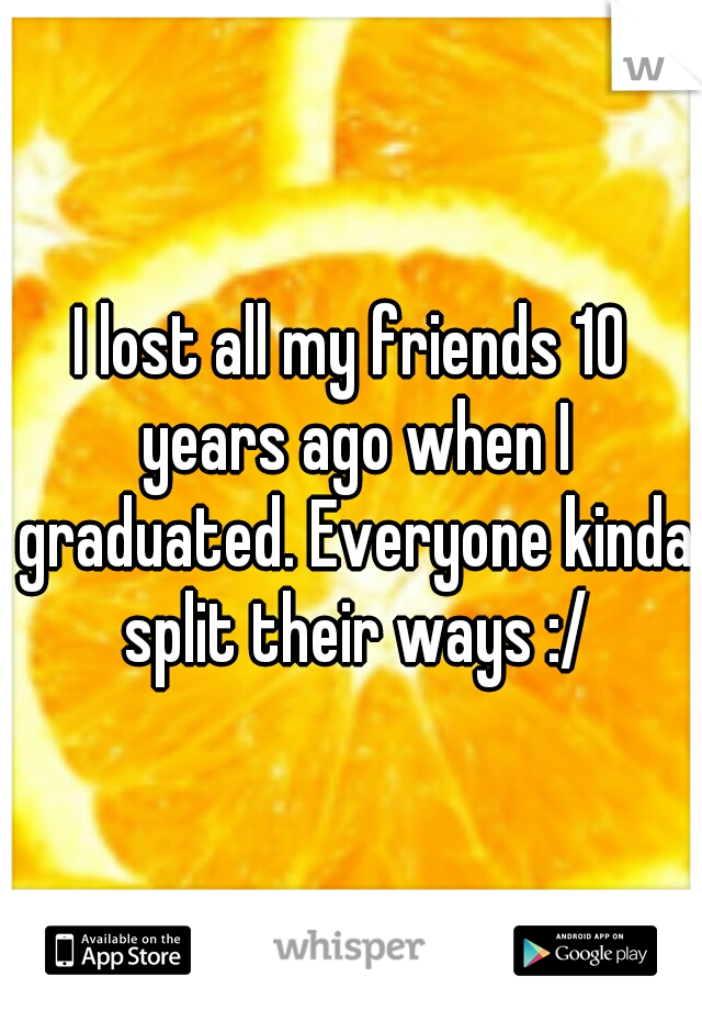 I lost all my friends 10 years ago when I graduated. Everyone kinda split their ways :/