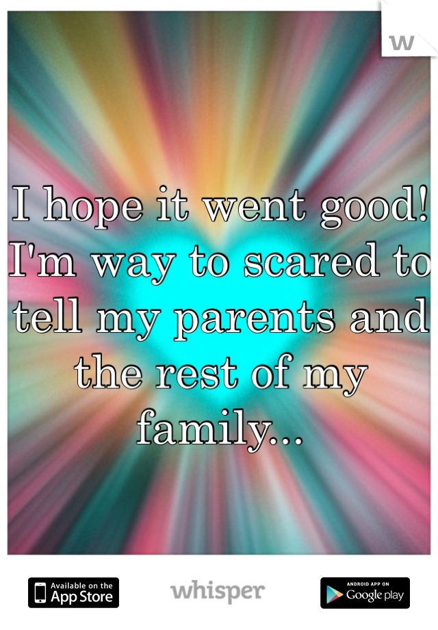 I hope it went good! 
I'm way to scared to tell my parents and the rest of my family...