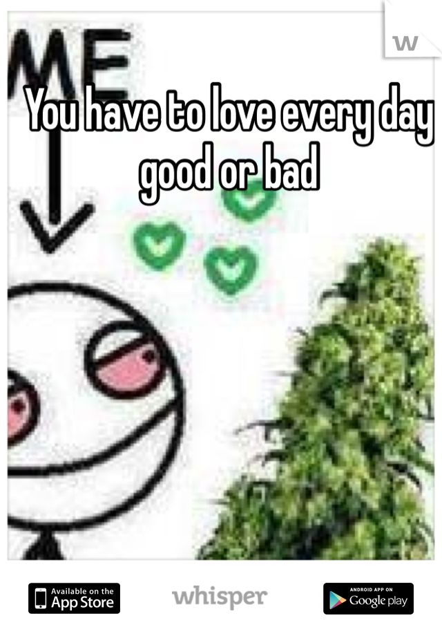 You have to love every day good or bad 